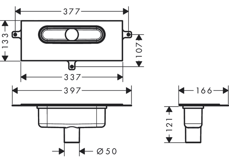 Прихована частина для каналів Hansgrohe uBox universal ø50 01002180