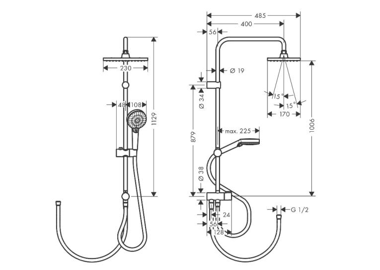 Душова система Hansgrohe Vernis Shape Showerpipe 230 1jet Reno EcoSmart 26289000 хром