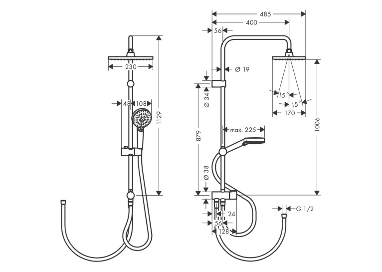 Душова система Hansgrohe Vernis Shape Showerpipe 230 1jet Reno 26282000 хром