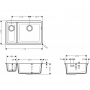 Кухонна мийка під стільницю Hansgrohe S510-U635 дві чаші 180/450 Concretegrey 43433380
