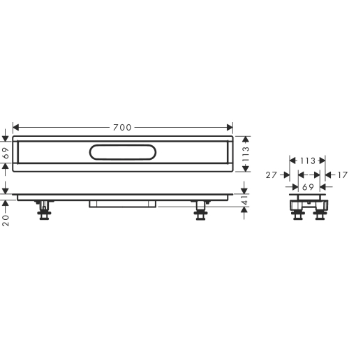 Монтажный комплект для Hansgrohe uBox universal 700 мм 56011180