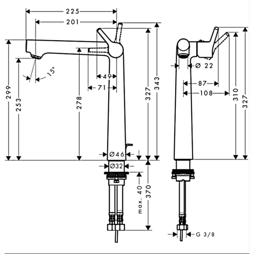 Смеситель для раковины Hansgrohe Talis S с донным клапаном 72115000