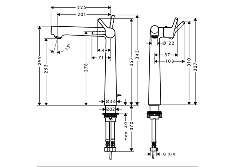 Змішувач для раковини Hansgrohe Talis S з донним клапаном 72115000