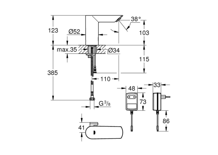 Змішувач для раковини безконтактний Grohe BauCosmopolitan E 36453000
