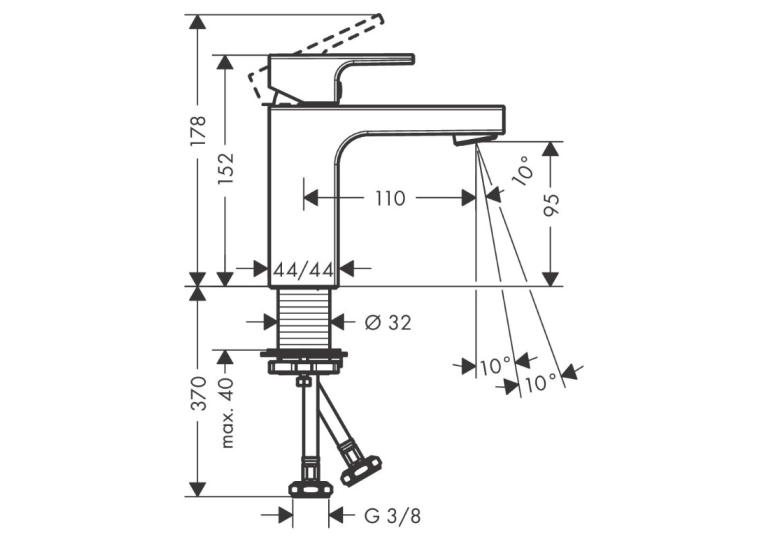 Змішувач для раковини Hansgrohe Vernis Shape 71569670 чорний.