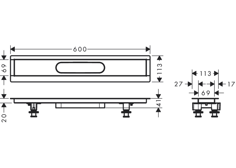 Монтажный комплект для Hansgrohe uBox universal 600 мм 56010180