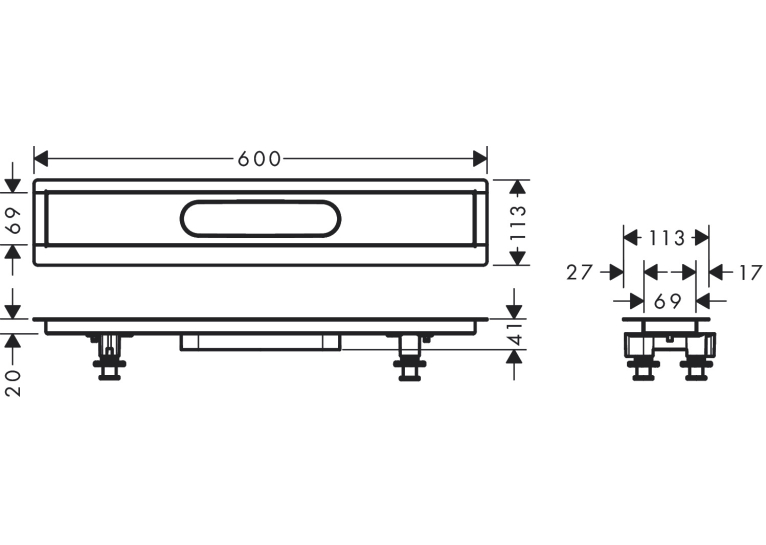 Монтажный комплект для Hansgrohe uBox universal 600 мм 56010180