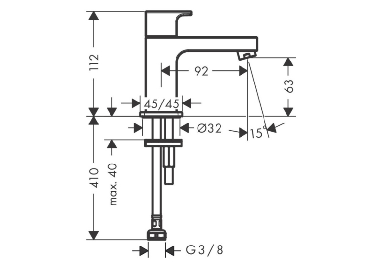 Змішувач для раковини для холодної води Hansgrohe Vernis Shape 71592670