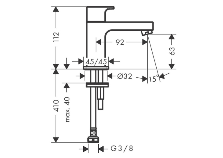 Змішувач для раковини для холодної води Hansgrohe Vernis Shape 71592670