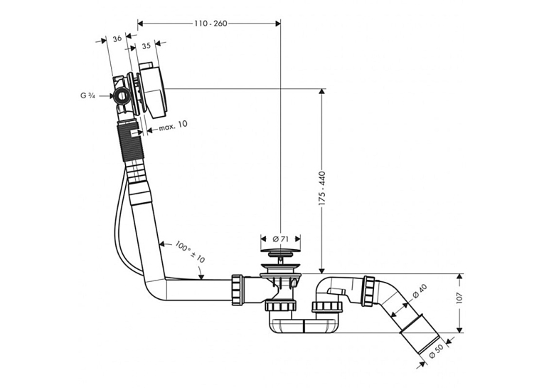 Сифон для ванны с наполнением Hansgrohe Exafill S 58113000