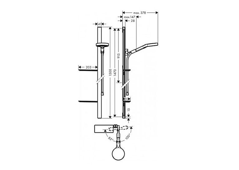 Душовий набір Hansgrohe Rainfinity 130 3jet з душовою стійкою та мильницею 27673000