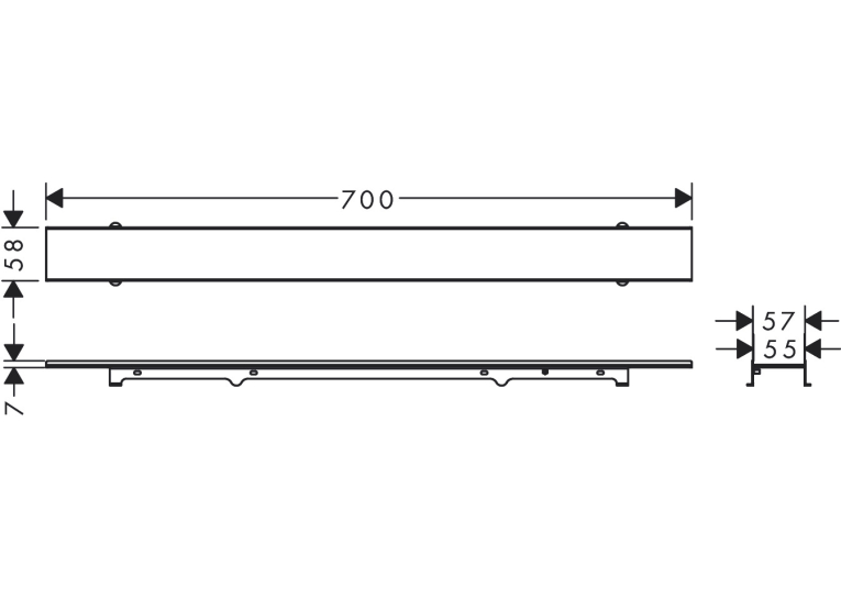 Верхня частина Hansgrohe "RainDrain Rock" під плитку для каналу 600 мм 56029000