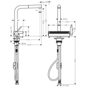 Смеситель для кухни Hansgrohe Aquno Select M81 с выдвижным душем, хром 73836000
