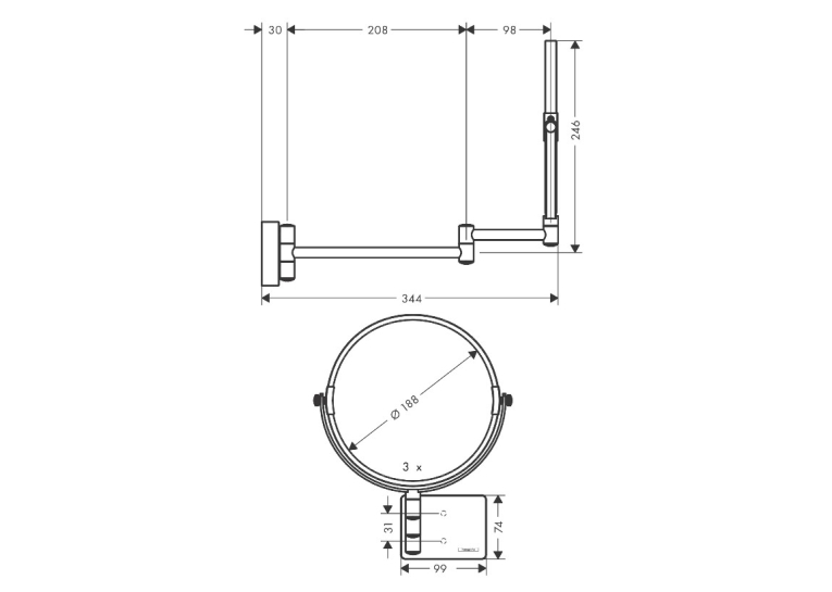 Дзеркало косметичне Hansgrohe AddStoris 41791990
