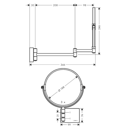 Зеркало косметическое Hansgrohe AddStoris 41791140 бронза матовый