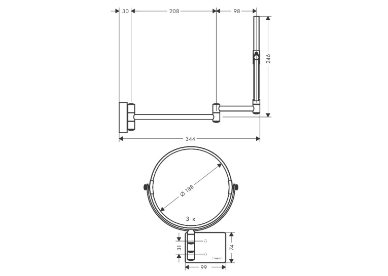 Дзеркало косметичне Hansgrohe AddStoris 41791140