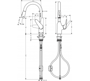 Змішувач для кухні Hansgrohe Focus M42 з висувним виливом 71801000