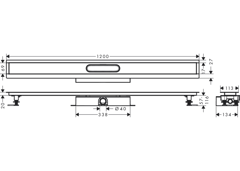 Монтажний комплект для каналів ø40 Hansgrohe uBox universal 1200 мм 56021180
