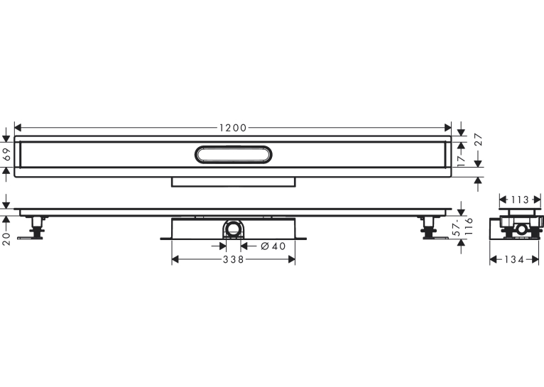 Монтажный комплект для каналов ø40 Hansgrohe uBox universal 1200 мм 56021180