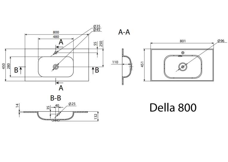 Умывальник Radaway Della 80 (U121080-01-01)