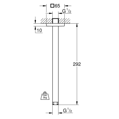Потолочный душевой кронштейн GROHE Rainshower neutral 27484000