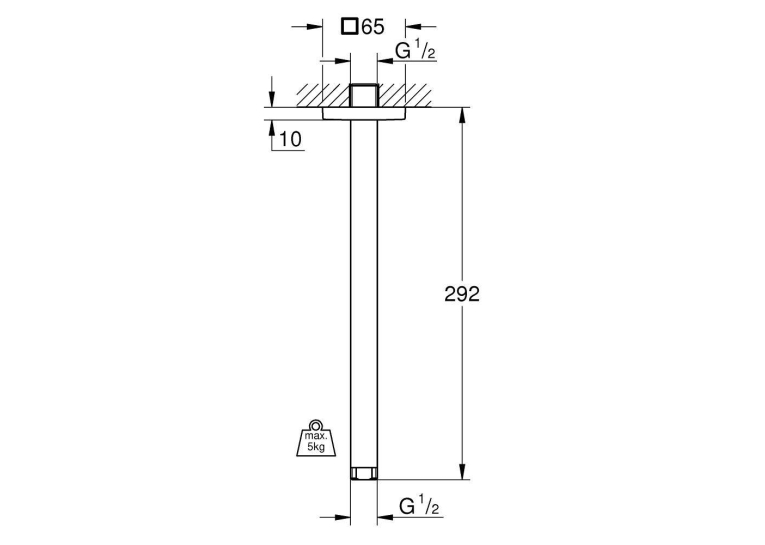 Потолочный душевой кронштейн GROHE Rainshower neutral 27484000