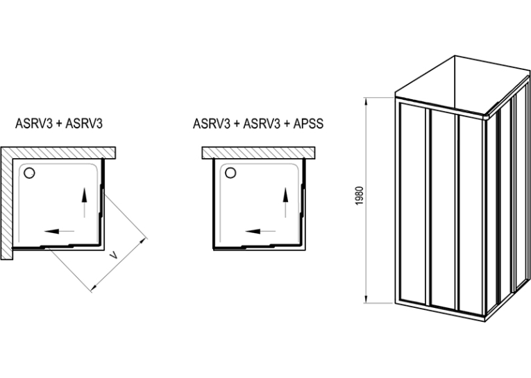  Душова штора Ravak Supernova ASRV3-80 198 Білий GRAPE 15V401R2ZG