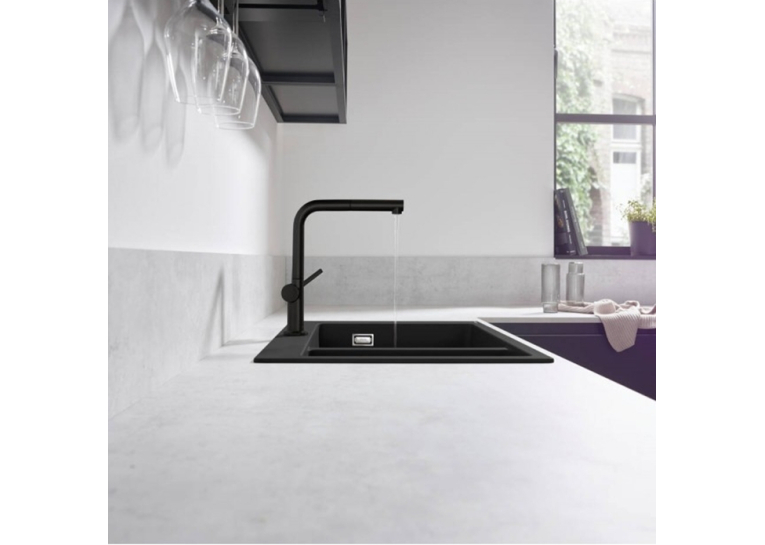 Змішувач Hansgrohe Talis M54 для кухонного миття з висувним душем, чорний матовий 72845670