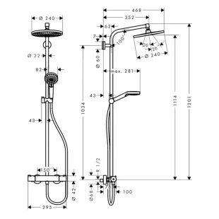 Душевая система с термостатом Hansgrohe Crometta S 240 1jet Showerpipe EcoSmart 27268000