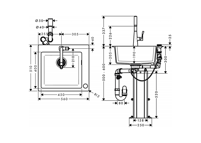 Кухонный комплект мойка со смесителем Hansgrohe C51-F450-01 43212000