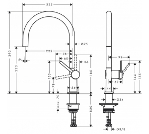 Змішувач Hansgrohe Talis M54 для кухонного миття Stainless Steel 72804800
