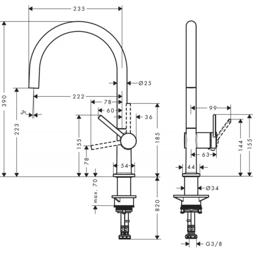 Змішувач Hansgrohe Talis M54 для кухонного миття Stainless Steel 72804800 (Пошкоджене пакування)