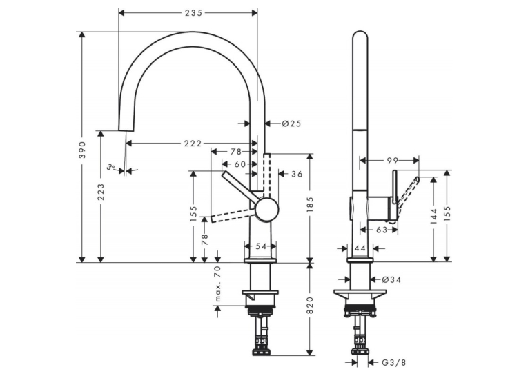Змішувач Hansgrohe Talis M54 для кухонного миття Stainless Steel 72804800 (Пошкоджене пакування)