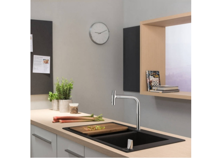 Кухонная мойка Hansgrohe S510-F770 770х510 две чаши 370/370 Graphiteblack 43316170