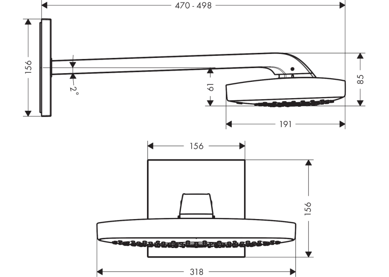 Верхній душ Hansgrohe Raindance Select E 300 3jet, хром 26468000