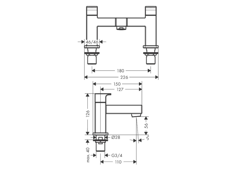 Смеситель на борт ванны Hansgrohe Vernis Shape 71452000 хром