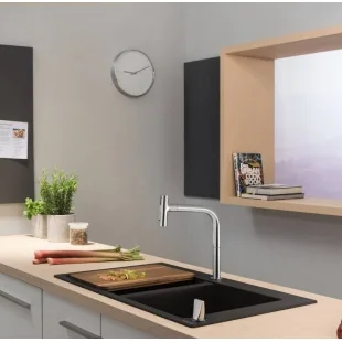Смеситель для кухни Hansgrohe Metris Select 200 с выдвижным изливом Sbox 73818000