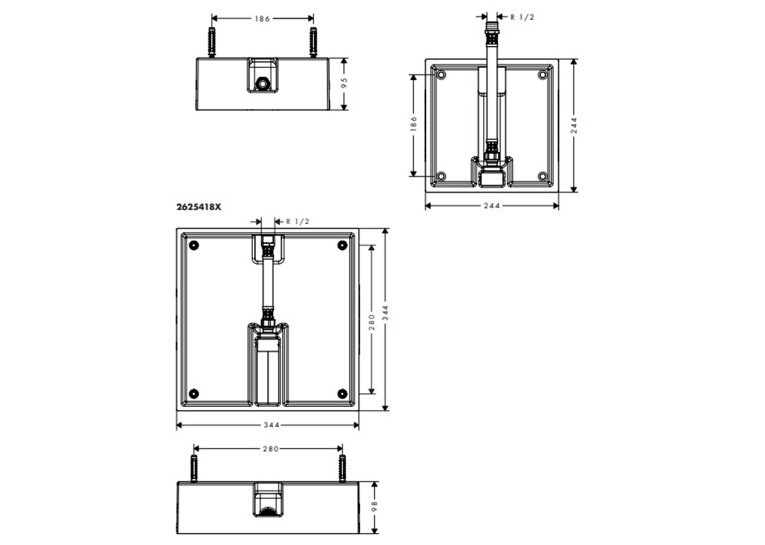 Скрытая часть верхнего душа Hansgrohe Raindance 40х40 1Jet 26254180