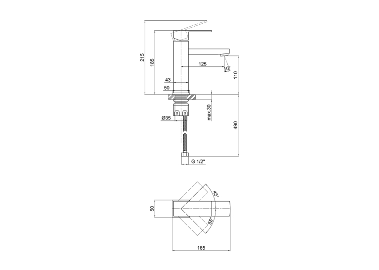 Смеситель для раковины Lidz Kubis 001F (k35) LDKUB001FNKS28534 Nickel