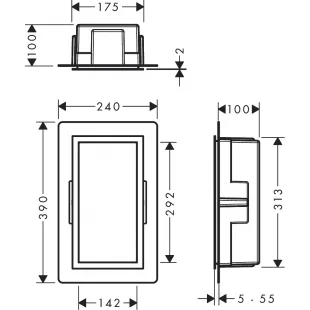 Настенная ниша Hansgrohe XtraStoris Individual с рамкой 30x15x10 см Brushed Stainless Steel 56095800