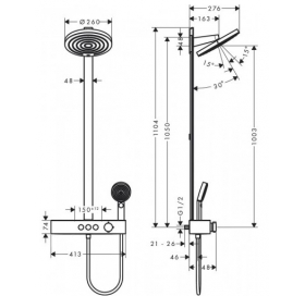 Душевая система Hansgrohe Pulsify Showerpipe 260 2jet с термостатом 24240670 черный матовый