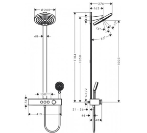 Душевая система Hansgrohe Pulsify Showerpipe 260 2jet с термостатом 24240670 черный матовый