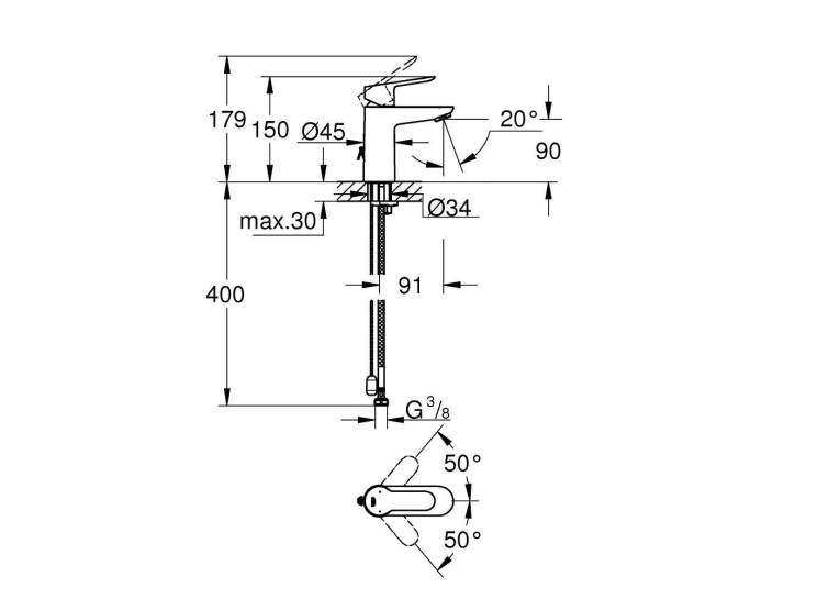 Смеситель для раковины Grohe BauEdge 23329000