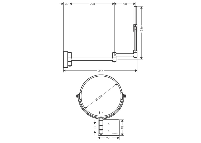 Дзеркало косметичне Hansgrohe AddStoris 41791700 білий матовий