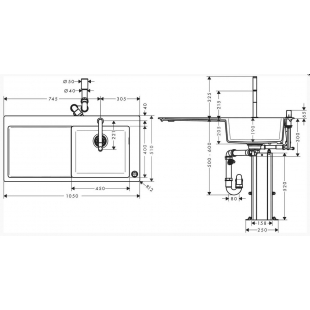 Кухонний комплект мийка із змішувачем Hansgrohe C51-F450-08, хром 43219000