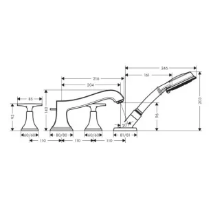 Смеситель на борт ванны Hansgrohe Metropol Classic Chrome 31449000