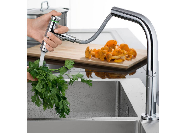 Змішувач для кухні Hansgrohe Metris Select 200 з висувним зливом Sbox 73804000