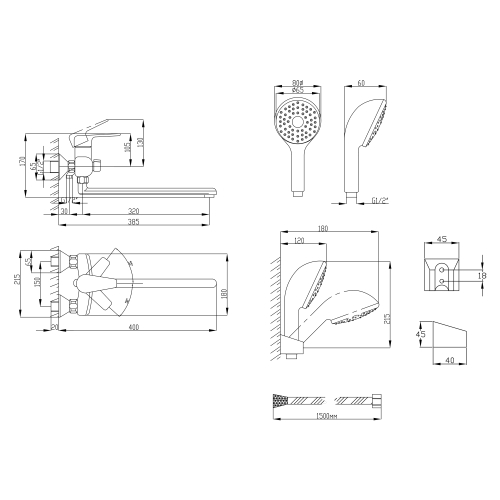 Змішувач для ванни Lidz (CRM) 19 46 005-1 New (LIDZCRM19460051)
