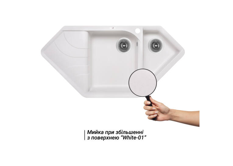  Кухонна мийка Lidz 1000x500/225 WHI-01 (LIDZWHI011000500225)