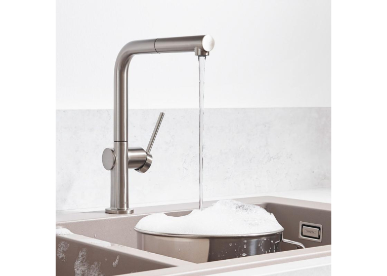 Змішувач Hansgrohe Talis M54 для кухонного миття з висувним душем, під сталь 72808800